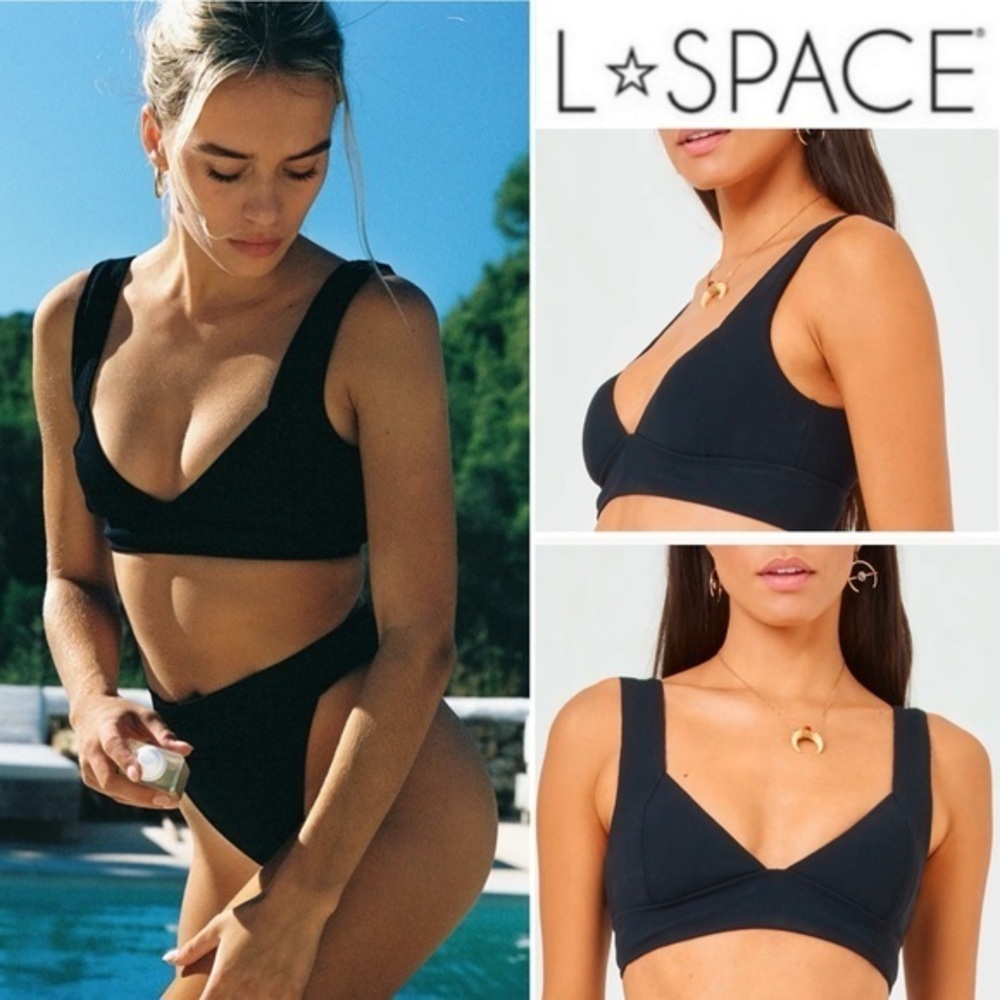 L*Space Hailey Ribbed Triangle Bralette Top in Berry sz L 92$